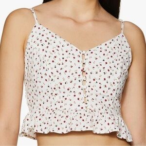 Forever 21 White Cream Ruffled Crop Camisole
